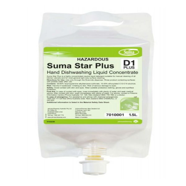 D1 + Suma Star Plus Divermite Washing Up Liquid 1.5lt