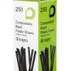 Compostable Plastic Straws Black (250)